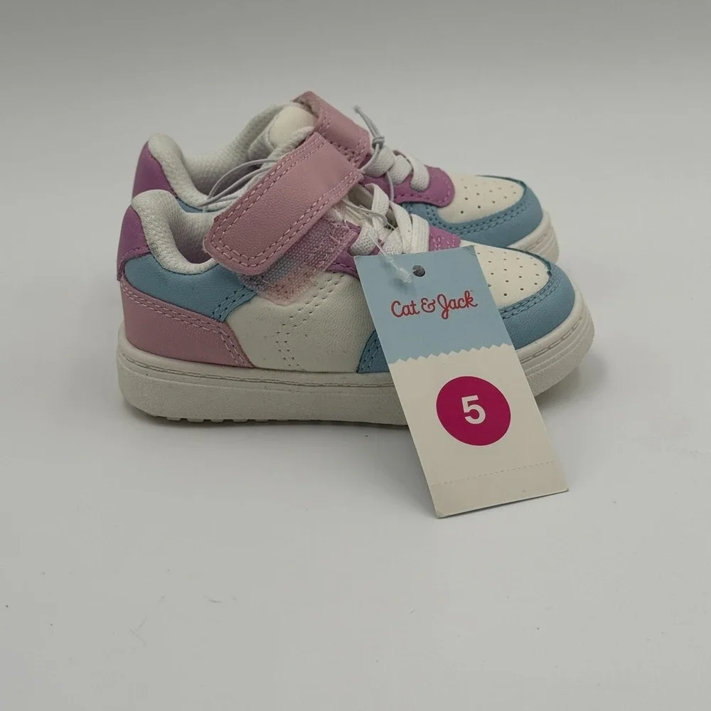 Cat & Jack Jaid Court Toddler Sneakers‎ Faux Leather 5T NWT